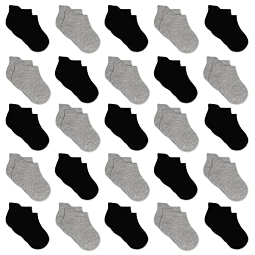 GENTABY Jungen socken Kinder Sneakersocken Mädchen 25 Paar Schwarze graue weiße Kindersocken Größe 27-30 Alter 4-7 Jahre von GENTABY