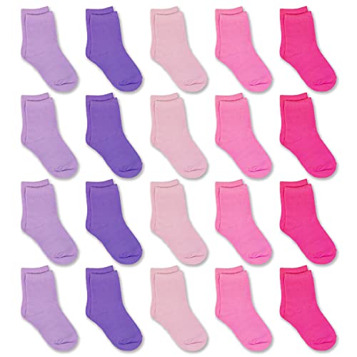 GENTABY Kinder Jungen Mädchen Kleinkind Socken – Multipack Babysocken für Kinder Zuhause Wandersocken 0-13 Jahre – 20 Paar elastische mittelgeschnittene Socken, Mädchenfarbe, 4-7 Jahre von GENTABY