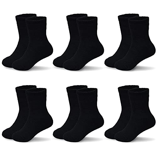 GENTABY Kinder Jungen Mädchen Winter socken - 6 Paar Kleinkinder Bettsocken für 1-3 Jahren Kinder Flauschig Weiche Socken warme Heimsocken für Jungen Größe 24-30 31-34 von GENTABY