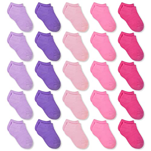 GENTABY Kinder Socken Jungen Mädchen Socken - Kleinkind Bunte Baby socken 17-19 Lila Rosa Knöchelsocken 0-1 Jahre 25 Paar Kinder Trainieren Laufen Wandern zu Hause tragen Socken von GENTABY