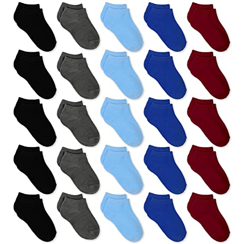 GENTABY Kinder Socken Jungen Mädchen Socken - Kleinkind Bunte Baby socken 20-22 Schwarz Knöchelsocken 1-2 Jahre 25 Paar Kinder Trainieren Laufen Wandern zu Hause tragen Socken von GENTABY