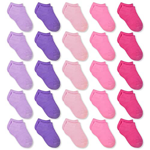 GENTABY Kinder Socken Jungen Mädchen Socken - Kleinkind Bunte Baby socken Lila Rosa Knöchelsocken 2-4 Jahre 25 Paar Kinder 23-26 Trainieren Laufen Wandern zu Hause tragen Socken von GENTABY