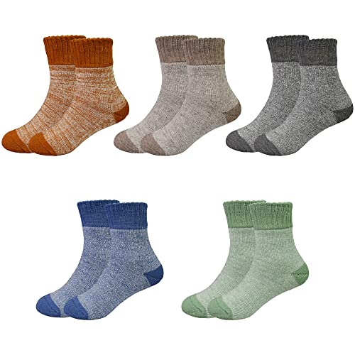 GENTABY Kinder Wintersocken für Jungen Mädchen Warme Socken Kleinkind Größe 20-26 Stiefel Skifahren Thermische Dicke Socken -5 Paar hochelastische Socken Kinder von GENTABY