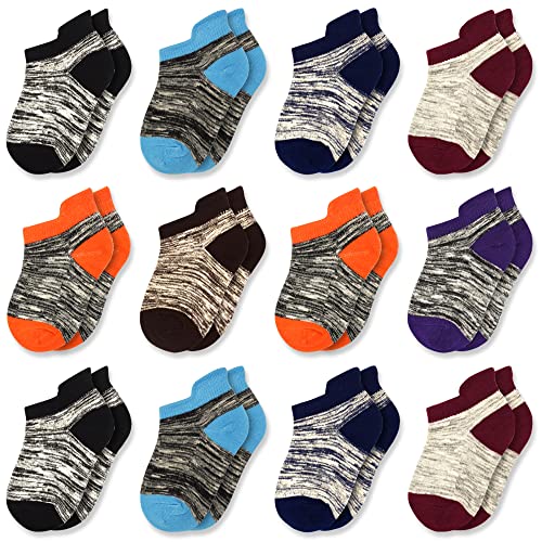 GENTABY Kinder socken Jungen Sneakersocken Mädchen Baumwolle Bunte Socken Größe 23-26 Alter 3-5 Jahre 12 Paar Kinder Sportsocken von GENTABY