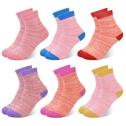 GENTABY Mädchen Dicke Socken Thermische Winter Socken Warme Wandersocken für 3-5 Jahre Kleinkinder Mädchen 23-26 Boot Cosy Geschenk Socken 6 Paar von GENTABY