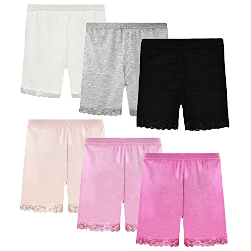 GENTABY Mädchen Shorts Unterhose Schwarz Radlerhose Weiß Rosa Sport Tanz Fahrrad Strand Shorts Baby 6 Farbe Kinder Weiche Sicherheitskleid Höschen 6er Pack für 1-2 Jahre Mädchen von GENTABY