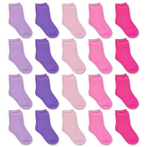 GENTABY Mädchen Socken Jungen kinder - Kleinkind Attraktive Weiche Elastische Baby Socken - 20 Packs Lila Rosa für 7-10 Jahre Kinder Größe 23-26 27-30 31-34 Tägliche Schulsocken von GENTABY