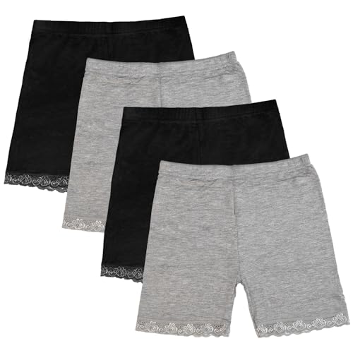 GENTABY Mädchen Unterhose Shorts Schwarz Radlerhose Weiß Sport Baby 4 Farbe Kinder Tanz Fahrrad Strand Sicherheitskleid Höschen 4 Pack für 8-10 Jahre von GENTABY