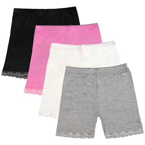 GENTABY Mädchen Unterhose Shorts Schwarz Radlerhose Weiß Sport Baby 4 Farbe Kinder Tanz Fahrrad Strand Sicherheitskleid Höschen 4 Pack für 4-5 Jahre von GENTABY
