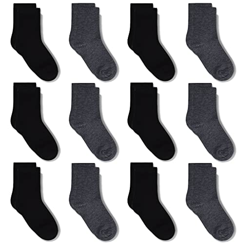 GENTABY Socken Jungen 27-30 Sportsocken Schwarz Weiß Grau Elastische Kinder Socken 19-22 für 1-2 Jahre 12 Paar Mädchen Kleinkind Socken von GENTABY