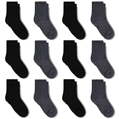 GENTABY Socken Jungen 27-30 Sportsocken Schwarz Weiß Grau Elastische Kinder Socken 27-30 für 4-7 Jahre 12 Paar Mädchen Kleinkind Socken von GENTABY