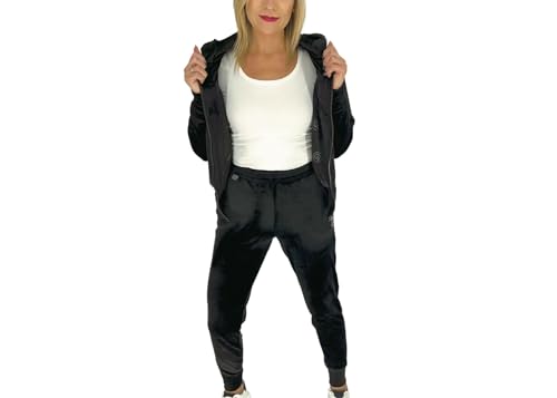 GENTLE Damen Tracksuit Langarm Rundhalsausschnitt Einfarbig Zweiteiler Outfit Hoodie Jogger Trainingsanzug Set Sweatshirt & Jogginghose schwarz M von GENTLE