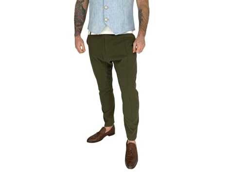 GENTLE Herren Chino Hose Herren Chinohose Stretchhose Herren Wolle Sporthose Casual Freizeithose mit Enger Passform grün Gr. XL von GENTLE