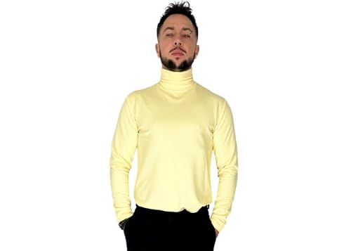 GENTLE Herren klassischer Rollkragen Pullover Sweatshirt - Herren Sweatshirt Langarmshirt Sweater Freizeit Basic Männer Langarmpullover mit Rollkragen gelb S von GENTLE