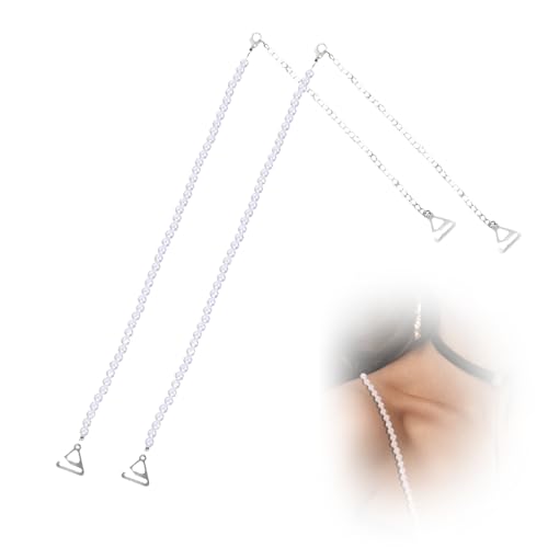 1 Paar Perle BH Träger Durchsichtige Transparent Abnehmbare Bra Strapse mit Abnehmbaren Durchsichtigen Trägern für Glitzer Kleid Glitzer Kleider Strapsen Spitzen BH Spitze Damen von GENZYRE