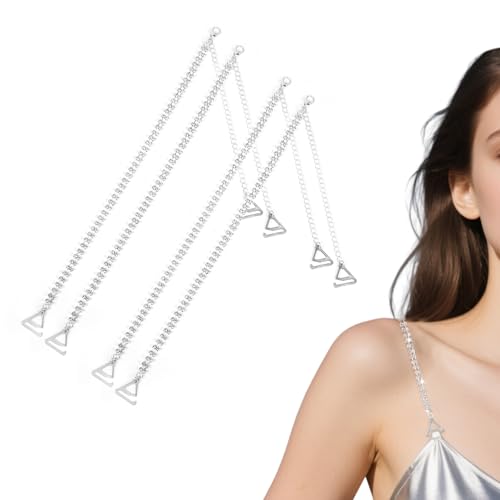 2 Paar Strass Glitzer BH Träger Durchsichtige Transparent Abnehmbare Bra Strapse mit Abnehmbaren Durchsichtigen Trägern für Glitzer Kleid Glitzer Kleider Strapsen Spitzen BH Spitze Damen von GENZYRE