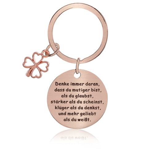 Glücksbringer Schlüsselanhänger für Mutmacher, Aufmunterung Positive Prüfung Abitur Konfirmation Firmung Geschenke Junge Mädchen Motivationsgeschenke Kollegin Kollegen Geburtstagsgeschenk, Rotgold von GENZYRE