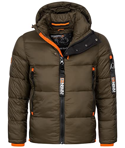 GEO NORWAY Calix Men - Daunenjacke mit Steppjacke Herren Jacke Mantel Warm Warm Futter Winter Herren - Winddichte Jacke Langarm (Khaki L) von GEO NORWAY