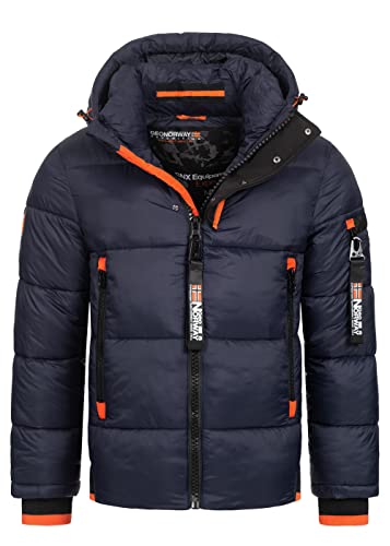 GEO NORWAY Calix Men - Herren Daunenjacke mit Matelassé Jacke Mantel Warm Futter Winter Herren - Windjacke Langarm (Marine 3XL) von GEO NORWAY