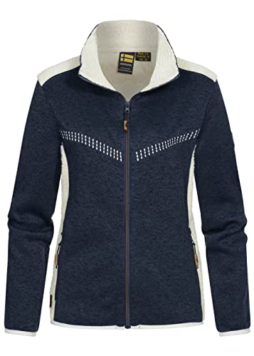 Geo Norway Damen Jacke Teranta Fleecejacke Kontrast Stitching Melange Look WW4795F/GNO L navy von Geographical Norway