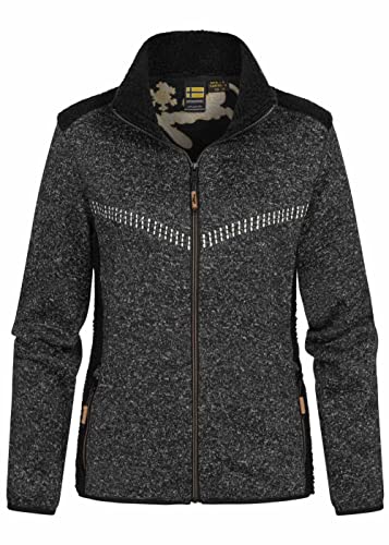 GEO NORWAY Damen Jacke Teranta Fleecejacke Kontrast Stitching Melange Look WW4795F/GNO XL black von GEO NORWAY