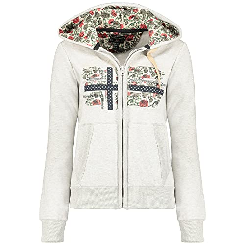 GEO NORWAY FABEAUTE Lady - Frauen Sweatshirt Kapuzen - Casual Pullover Hoody Langarm Warm Zip Verschluss - Basic Hoodie Jacke Tops Sport Bequem Ladies HELLGRAU - M von Geographical Norway
