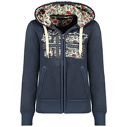 GEO NORWAY FABEAUTE Lady - Frauen Sweatshirt Kapuzen - Casual Pullover Hoody Langarm Warm Zip Verschluss - Basic Hoodie Jacke Tops Sport Bequem Ladies Marine - M von GEO NORWAY