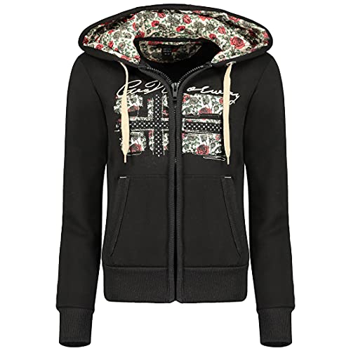 GEO NORWAY FABEAUTE Lady - Frauen Sweatshirt Kapuzen - Casual Pullover Hoody Langarm Warm Zip Verschluss - Basic Hoodie Jacke Tops Sport Bequem Ladies SCHWARZ - S von GEO NORWAY