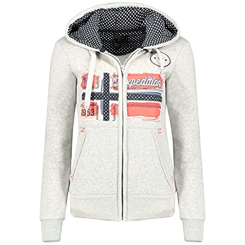 GEO NORWAY FARLOTTE Lady - Frauen Sweatshirt Kapuzen - Casual Pullover Hoody Langarm Warm Zip Verschluss - Basic Hoodie Jacke Tops Sport Bequem Ladies GEMISCHT GRAU - M von GEO NORWAY