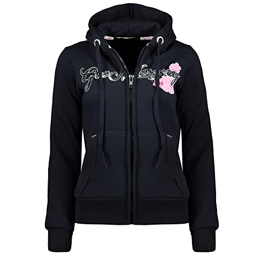 GEO NORWAY GELPHINE Lady - Damen-Kapuzenpulli und Taschen Känguru - Damen-Sweatshirt große Ärmel - Pullover lässig Lange Ärmel warmen Sommer - Hoodie Jacke Tops Sport (Navy S) von GEO NORWAY