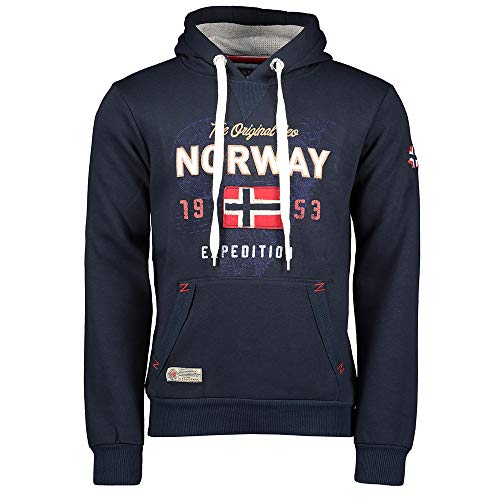 GEO NORWAY GUITRE Men - Herren Hoodie Kapuzenjacke - Herren -Logo-Kapuzenpullis - Sweatjacke Kapuze Sweater Verschluss - Sweat Sport Casual Basic Männer (Navy M) von Geographical Norway