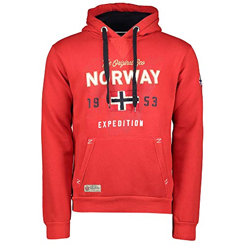 GEO NORWAY GUITRE Men - Herren Hoodie Kapuzenjacke - Herren -Logo-Kapuzenpullis - Sweatjacke Kapuze Sweater Verschluss - Sweat Sport Casual Basic Männer (Rot L) von GEO NORWAY