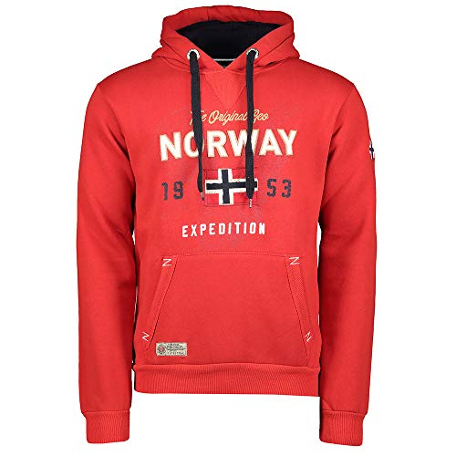 GEO NORWAY GUITRE Men - Herren Hoodie Kapuzenjacke - Herren -Logo-Kapuzenpullis - Sweatjacke Kapuze Sweater Verschluss - Sweat Sport Casual Basic Männer (Rot XXL) von GEO NORWAY