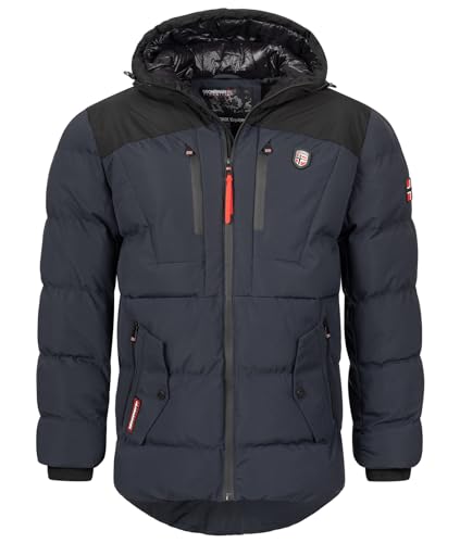 GEO NORWAY Herren Jacke Cachot Winterjacke Parka Kapuze Storm Cuffs Vokuhila, navy, Gr:XL von GEO NORWAY