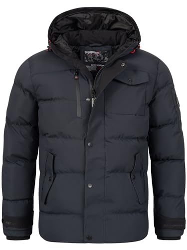 GEO NORWAY Herren Winter Jacke Steppjacke Daunenjacke Outdoorjacken mit Kapuze Herrenjacke Winterjacken Stepp Winter H-357 Navy S von Geographical Norway
