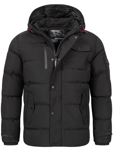 GEO NORWAY Herren Winter Jacke Steppjacke Daunenjacke Outdoorjacken mit Kapuze Herrenjacke Winterjacken Stepp Winter H-357 Schwarz L von GEO NORWAY