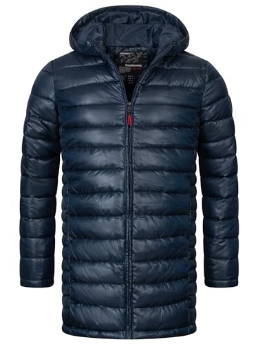 GEO NORWAY Herren Winter Mantel Steppmantel Daunenjacke Outdoorjacken mit Kapuze Herrenjacke Winterjacken Stepp Winter H-364 Navy L von GEO NORWAY