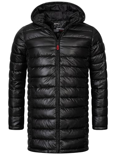 GEO NORWAY Herren Winter Mantel Steppmantel Daunenjacke Outdoorjacken mit Kapuze Herrenjacke Winterjacken Stepp Winter H-364 Schwarz 2XL von GEO NORWAY