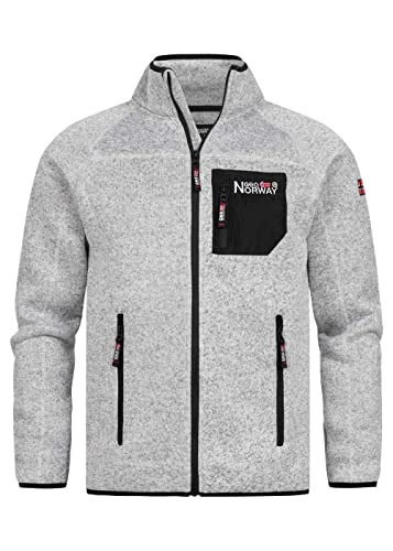 GEO NORWAY Herren Jacke Title Zipper Fleecejacke Chest-Pocket & Embro WW4704H/GNO L white von GEO NORWAY