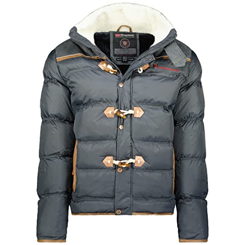 Geographical Norway Amonai Men - Warmer Pelzmantel Herbst Winter - Warme Jacke Mann - Parka Jacke Langarm Gefüttert Windstopper - Ideales Männergeschenk (Dunkelgrau M) von GEO NORWAY