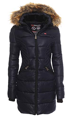 Geographical Norway Damen Jacke Wintermantel Parka Winterjacke Stepp Mantel warm Kapuze Abby S-XXL 3-Farben, Farbe:Navy, Größe:L / 40 von GEO NORWAY