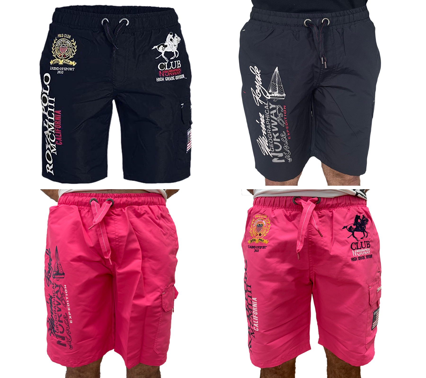 GEOGRAPHICAL NORWAY Quara/Quoyal Herren Badehose Schwimm-Hose mit Logo-Print Bade-Shorts mit Taschen Schwimm-Shorts Navy oder Pink GEOGRAPHICAL NORWAY Quara/Quoyal Herren Badehose Schwimm-Hose mit Logo-Print Bade-Shorts mit Taschen Schwimm-Shorts Navy oder Pink von GEOGRAPHICAL NORWAY