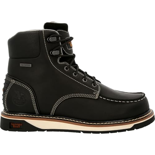 GEORGIA BOOT AMP LT Wedge Arbeitsstiefel, wasserdicht, Moc-Toe, Schwarz, Größe 41 (M) von GEORGIA BOOT