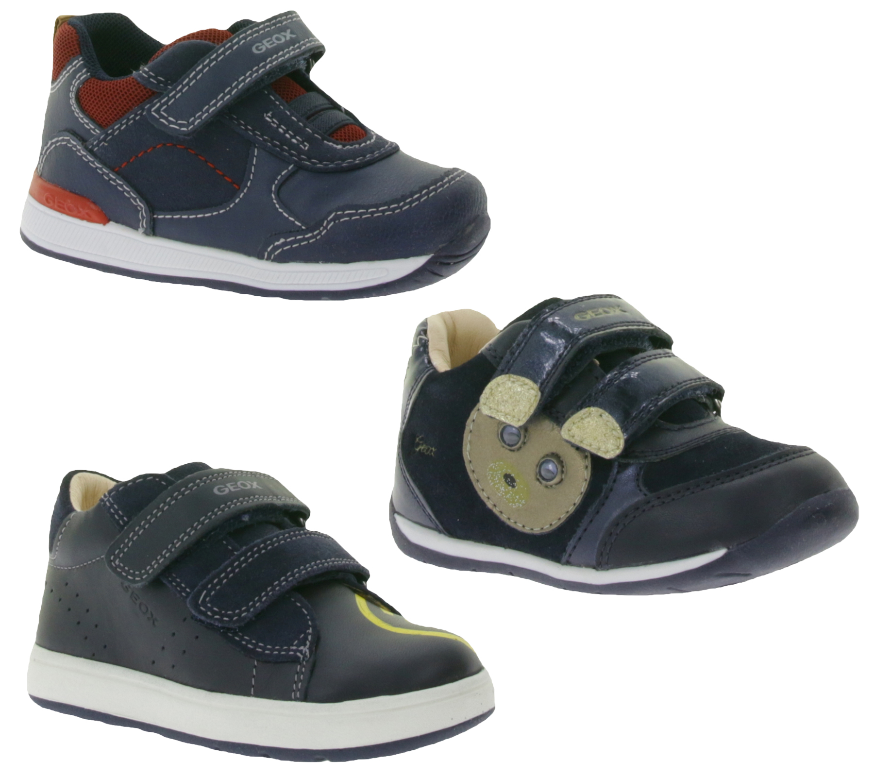 GEOX B Kleinkinder Sneaker mit atmungsaktiver Sohle Mid-Cut-Schuhe mit Klettverschluss und teils Echtleder Baby-Schuhe Rishon, Each oder Biglia Dunkelblau von GEOX
