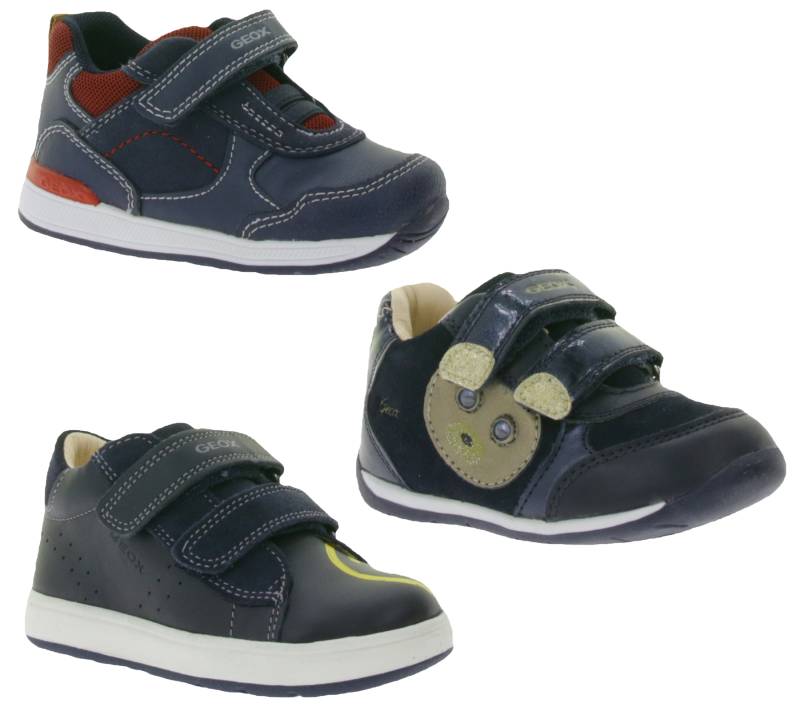 GEOX B Kleinkinder Sneaker mit atmungsaktiver Sohle Mid-Cut-Schuhe mit Klettverschluss und teils Echtleder Baby-Schuhe Rishon, Each oder Biglia Dunkelblau von GEOX