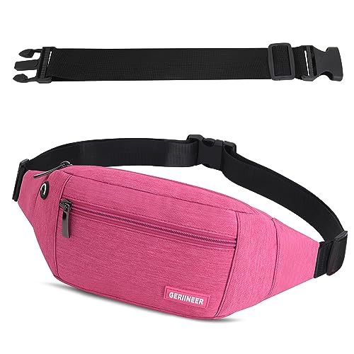 Bauchtasche Gürteltasche mit Einem 30 cm Verlängerten Gürtel Damen und Herren Bauchtasche Geeignet für Reise Sport Running und Alle Outdoor Aktivitäten Hüfttasche Damen Herren Sport (Rosa) von GERIINEER