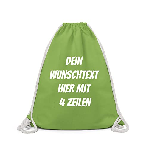 GERLINOVA Schöner Turnbeutel mit Wunschtext, Sporttasche, Rucksack zum Selbst bedrucken Hellgrün von GERLINOVA