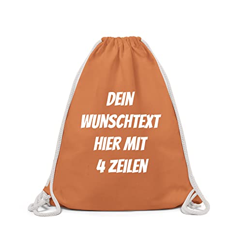 GERLINOVA Schöner Turnbeutel mit Wunschtext, Sporttasche, Rucksack zum Selbst bedrucken Orange von GERLINOVA