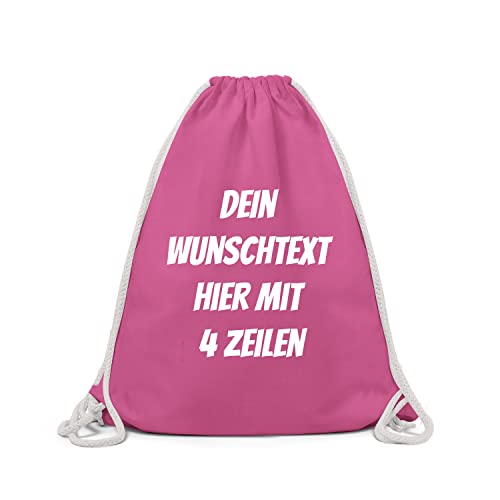 GERLINOVA Schöner Turnbeutel mit Wunschtext, Sporttasche, Rucksack zum Selbst bedrucken Pink von GERLINOVA