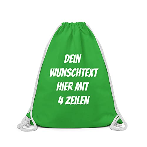 GERLINOVA Schöner Turnbeutel mit Wunschtext, Sporttasche, Rucksack zum Selbst bedrucken Maigrün von GERLINOVA